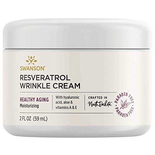 Swanson Resveratrol Wrinkle Cream with Hyaluronic Acid 2 fl Ounce (59 ml) Cream