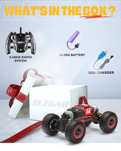 BEZGAR TD141 Remote Control Cars - 1:14 Scale RC Car, 4WD Transform 15 KM/H All Terrains Twist RC Stunt Car, Toy Vehicle with Rechargeable Battery for Boys Kids Girls Red - Image 4
