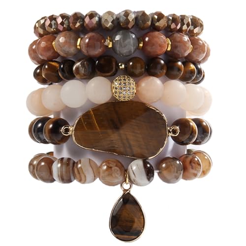 Bracelets de perles bohème en pierres naturelles précieuses chakra fait main multicouches