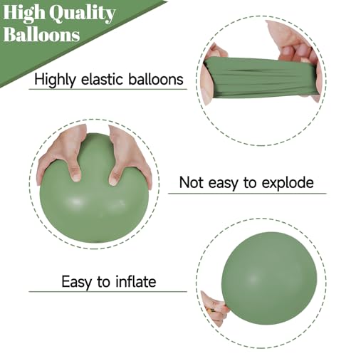 Image of 68Pcs Balloons Kit 12 Inch, Sage Green Balloon Sand White Metallic Gold Balloon Confetti with Ribbons, Party Balloons for Baby Bridal Shower Wedding Birthday Decorations.