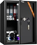 金庫 家庭用金庫 キーロック式 セキュリティー ボックス 業務用 店舗用 会社用 ホテル用 防犯箱 保管庫 A4ファイルとA4封筒に対応 仕切り板付き 鍵付き 壁・床に固定可能 日本語取扱説明書付き (47.0L)