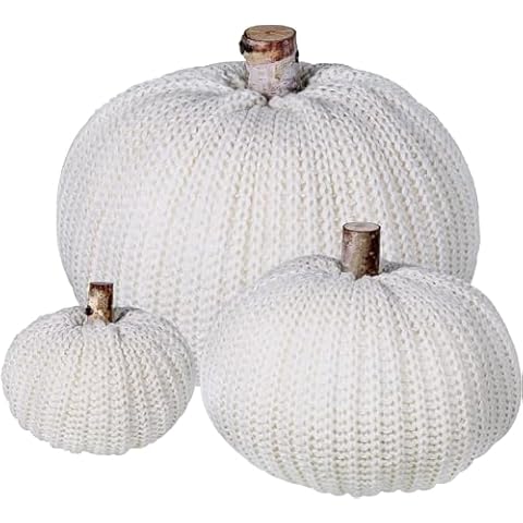 Beige Crochet Foam Pumpkins Set for Fall Decor Cover