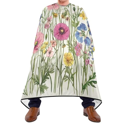 Kigai Hair Cutting Cape for Men & Women Wildflowers Waterproof Barber Cape Professional Hairdressing Salon Styling Cape with Adjustable Closure Snap