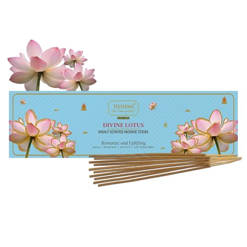 Image of NYASSA Highly Scented Divine Lotus Agarbatti /Incense Sticks - 50g, Divine Lotus Fragrance, Charcoal-Free Agarbatti for Pooja, Meditation, Home Freshness & Positive, Energy, for Special Occasions