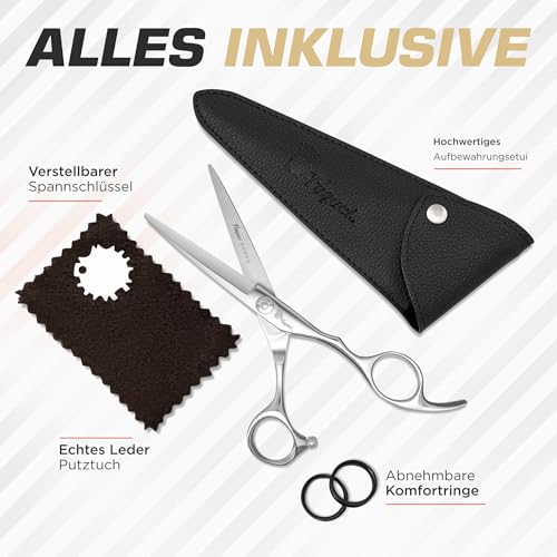 Fagaci Haarschneideschere Profi 6' mit Extrem Scharfen Blättern, Haarschere Friseurschere Profi aus 440C-Stahl, Friseur Scheren Professionell Feiner Schnitt, Schere Haare Schneiden Set