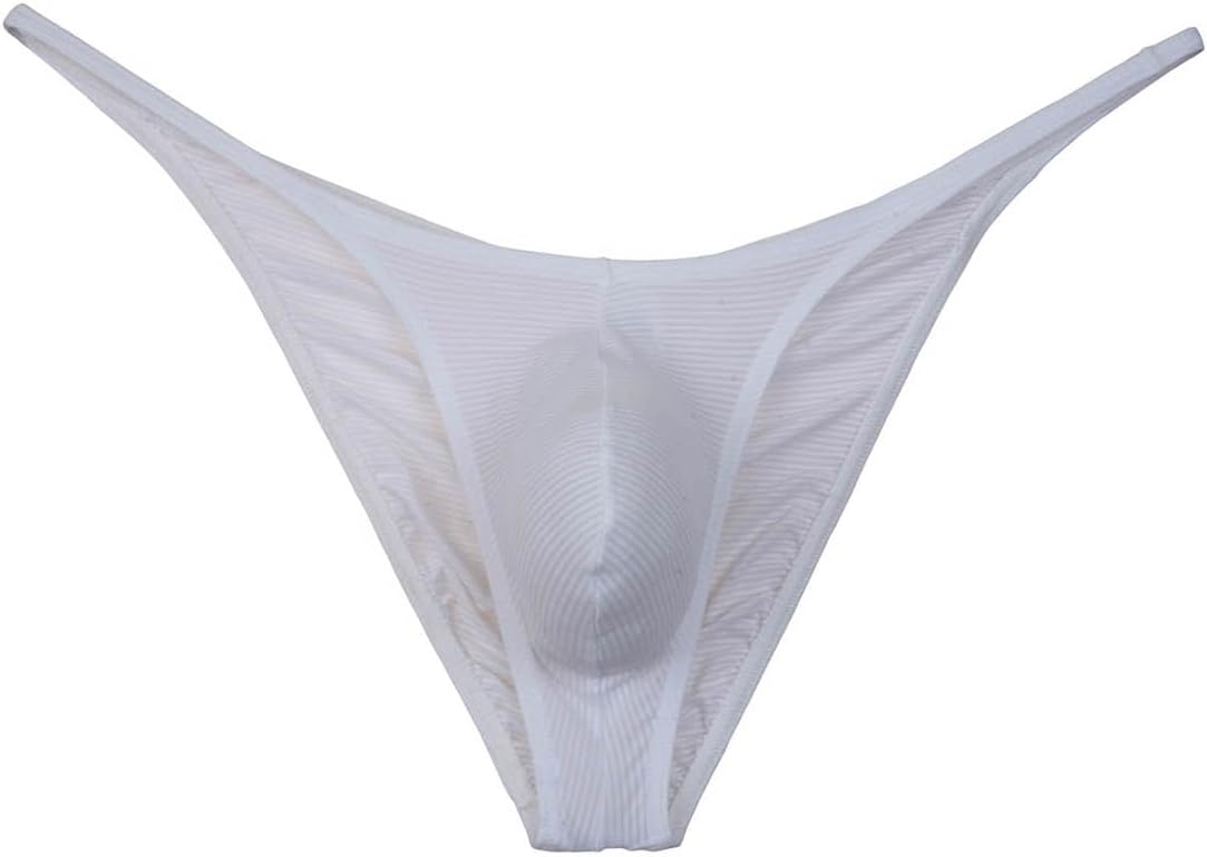 Men's Ultra Thin Ice Silk Cheeky Briefs Underwear Male Bulge Pouch Pucker Butt Bikinis Underpants String Lingeries