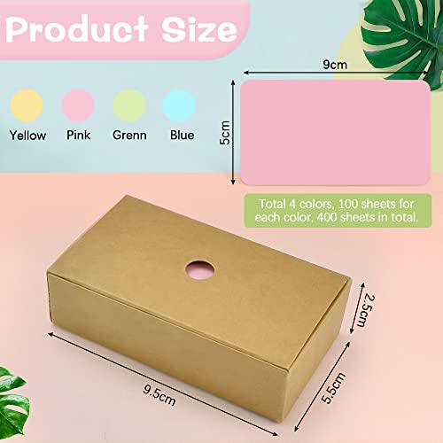 QINERSAW 400 Stück Karten und Kartonpapier, Gelb, Grün, Blau, Rosa, Visitenkarte, leere Karte, Blanko-Karte, Postkarte, für Nachrichten, Lesezeichen