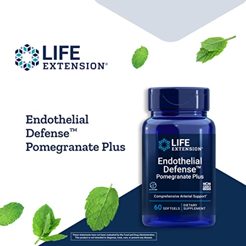 Life Extension Endothelial Defense Romã Plus – Suplemento fórmula de extrato de semente de romã, flo