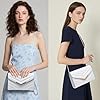 Larcenciel Clutch Weiß, Veganes Leder Handtaschen mit Handgelenkst & Kette, Elegant Gesteppte Umschlag Abendtasche, Mode Umhängetasche Crossbody Tasche für Hochzeit Party Prom Date Bankett, 23x16x6CM #3