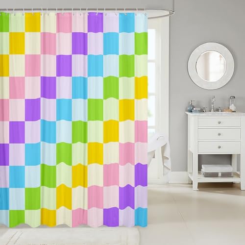 Rideaux de douche géométriques pour enfants Manfei imperméables colorés