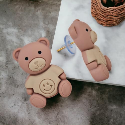 Image of Lucky Jewellery Designer Trendy Teddy And Rabbit Design Earring Stylish Teddy Bear Stud Earing | Cute Cartoon Earrings For Girls & Women (CHEP-TEDDY-PARENT)