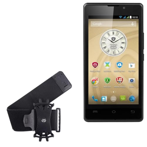 BoxWave Holster Compatible with Prestigio Wize A3 - ActiveStretch Sport Armband, Adjustable Armband for Workout and Running - Jet Black