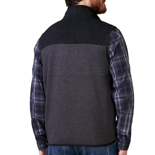 Image of Charcoal Color Block Fleece Vest with Full Zip
