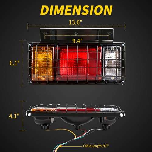 Image of Tail Light Bar Kit with Iron Net Protection for Isuzu NPR NPR-HD NQR NRR 2011-2025, FRR 2012-2025 Replace 8-11562-588-0 8971144400 Rear Truck Tail Lamp Lights, Halogen With Bulbs