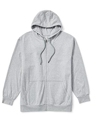 Amazon Essentials Men's Big & Tall Lightweight Jersey Full-Zip Hoodie fit by DXL Sweater, -Grey Heather, 2X