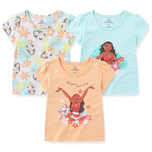 Disney Moana Girls 3 Pack Short Sleeve T-Shirt for Toddlers and Big Kids