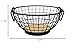 Spectrum Small Fruit Basket for Kitchen Counter, Madison Rustic Fruit Bowl with Wood Base and Black Wire, Portable Countertop Organizer with Handles for Fresh Produce Display