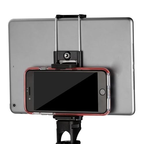 ThtRht 2 Pack Universal Tablet Tripod Mount Adapter with Standard 1/4 inch Screw Thread 2 in 1 Phone Tripod Mount Clip Clamp Holder Bracket for iPad iPhone Smartphone Camera Tripods Stand Selfie Stick - Thumbnail 7