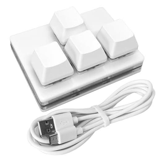 QINIZX USB Mini 4-Key Keypad One-Handed Mechanical Gaming Keyboard Programming Macro Pad RGB Keypad for Windows Mac OSU HID Standard Keyboard, Cherry Shaft, Hot Swappable Switch with 1.5m USB Cable