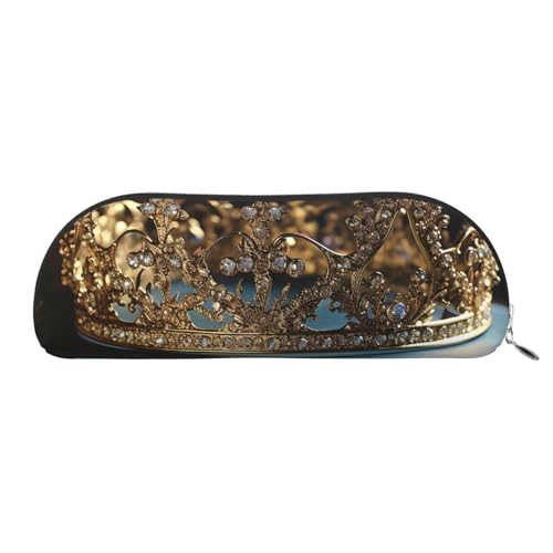 SDTYKHJ Pencil Case Crown Vintage Big Pencil Bag Portable Coin Pouch Aesthetic Cosmetic Bag Leather Makeup Bag