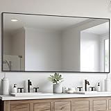 DESBING Black Bathroom Mirror for Wall, 30x60 Inch Rectangle Mirrors with Metal Frame, Modern Vanity Wall Mirror Decor for Entryway Hangs, Bathroom Living Room Horizontal or Vertical