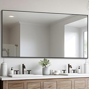 DESBING Black Bathroom Mirror for Wall, 30×60 Inch Rectangle Mirrors with Metal Frame, Modern Vanity Wall Mirror Decor for Entryway Hangs, Bathroom Living Room Horizontal or Vertical