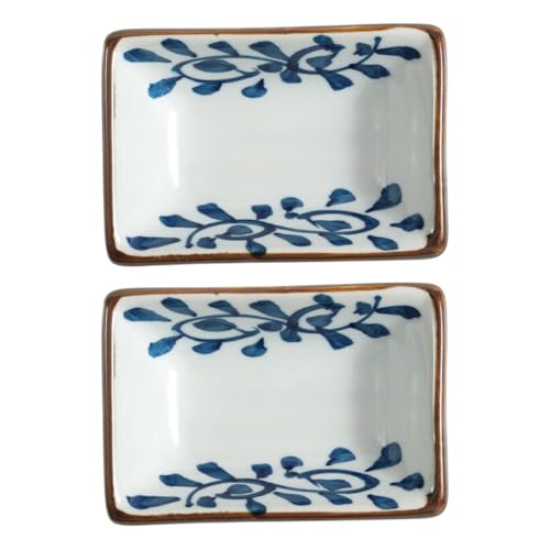 Housoutil 2 Pezzi Piatti in Ceramica Dipinti a Mano per Condimenti, Piatti Porta Salsa Giapponesi Creativi per Cucina Domestica e Ristoranti, Accessori Tavola Decorativi per Aceto e Spezie