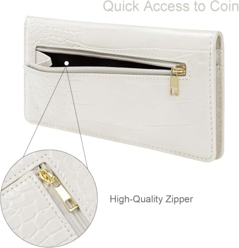 Image of Wallet Women Bifold Faux Crocodile Leather Slim Thin Long Wallets