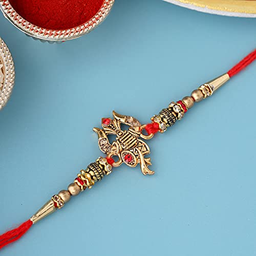 Image of VOYLLA Designer Ganesha Rakhi For Men With Roli Chawal Pack -Rakhi For Brother