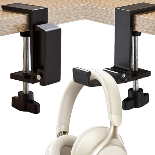 JAKO Headphone Stand for Desk, Aluminum Alloy Foldable Headphone Holder - Headset Stand Hook Mount, PC Gaming Headset Holder Under Desk Clamp for Office, Computer, Student Class Table, Handmade Table