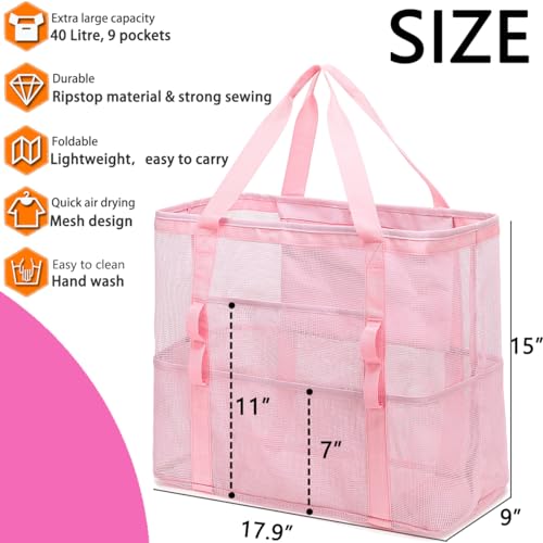 Image of Fammart Large Mesh Beach Bag for Women, Oversized Beach tote Swim Pool Bag