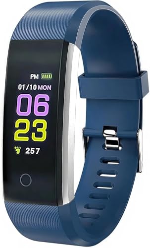 Fitness Tracker, Activity Tracker with Heart Rate Sleep Monitor Smart Watch with Step Calories Counter Stopwatch Pedometer Blood Oxygen IP67 Waterproof, 14 Sports Mode V2.1 for Kids Women Men (Blue)