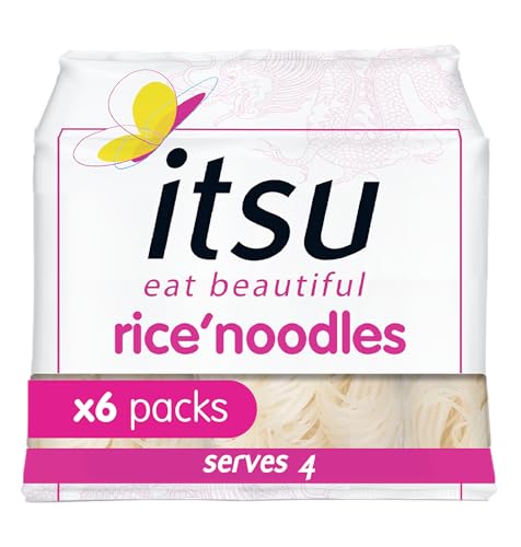 itsu Rice Noodles 180g | Restaurant Quality | Vegan | Ideal for Soups & Stir-Fries | Pack of 6