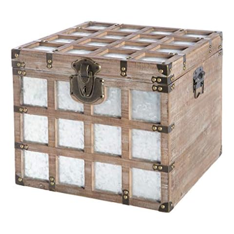 Vintiquewise Vintage Aufbewahrungsbox, quadratisch, verzinktes Metall Cover