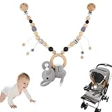 👶🏻【Neuartiges und einzigartiges Design】: Holz baby kinderwagenspielzeug bietet besseren halt, lässt sich leicht am kinderwagen befestigen und fällt nicht so leicht ab. An der holzkette sind holzringe und holzperlenspielzeug befestigt, die keinen besonderen geruch haben, sodass babys beruhigter spielen können. Dem produkt liegt eine kleine glocke bei, die beim schütteln ein angenehmes geräusch erzeugt.