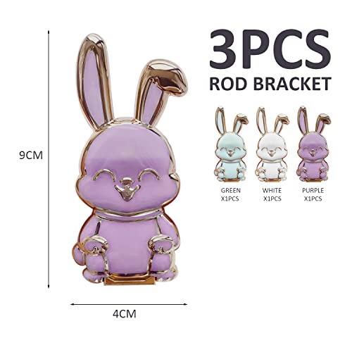 PFLYPF Juego de 3 soportes para teléfono móvil de conejo, soporte para teléfono móvil de mesa 3D, soporte para teléfono móvil con barra telescópica, soporte plegable para teléfono móvil de conejo - imagen 2