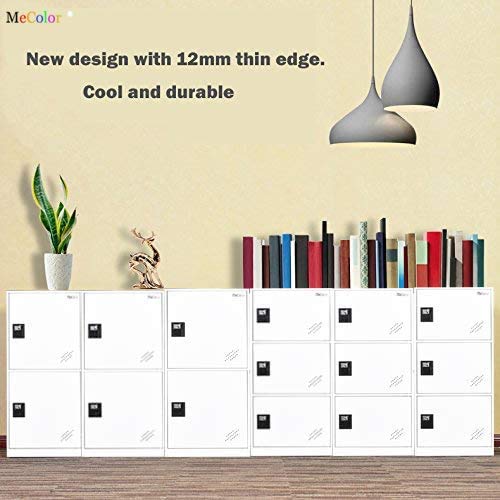 Mecolor Furniture Digital Lock Metal Locker Organizer With Padlock And Shelf Small Size For Gym (P3V, Full White) #TOP2
