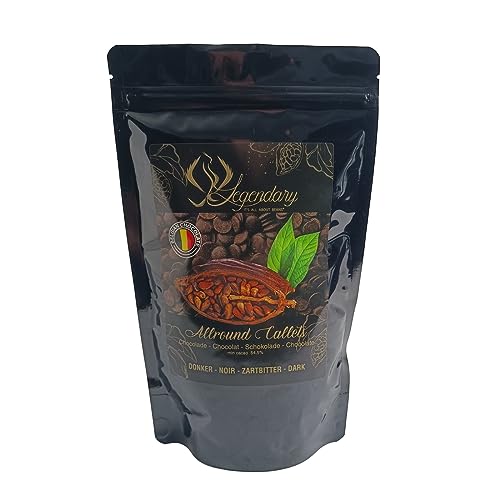 Legendary - it's all about beans CALLETS NOIR 500 gr - Originales pastilles, drops de chocolat belge pour fondue, fontaines, couverture. cacao à boire et plus Noir