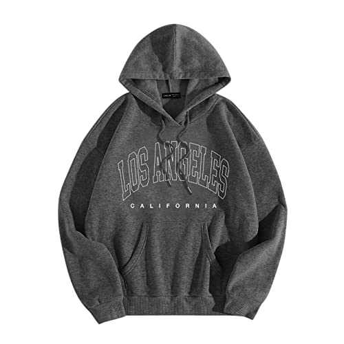 Sweat à capuche lettre graphique imprimée pour homme et femme coupe décontractée