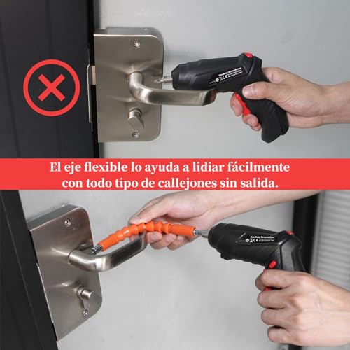 Image of Electric Cordless Screwdriver 3.6V, 47Pcs Screwdriver Set | Rotatable Handle (90-180), with Integrated LED Lighting, Portable and Rechargeable, for Home, DIY, Decoration, Black
