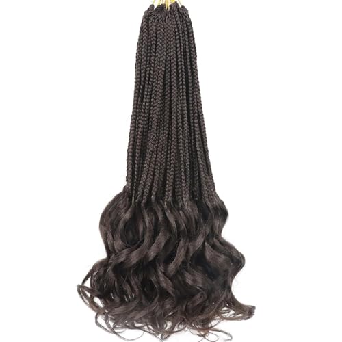 Color 4 French Curl Crochet Braids for Black Women 18 Inch 7 Packs Crochet Hair with Curly Ends Pre Looped French Curl Braiding Hair for Goddess Box Braids