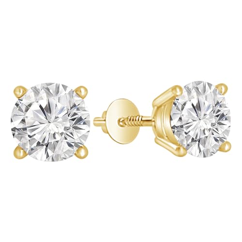 Image of 1 to 16 Carat 14K White Gold IGI Certified LAB GROWN Round Cut Diamond Stud Earrings for Women 4 Prong Screw Back for her MADE IN USA (E-F Color, VS1-VS2 Clarity)