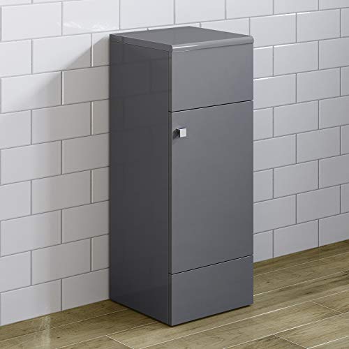 iBathUK Modern Bathroom Gloss White Grey Cabinet Unit Storage Cupboard Single Door (Grey)