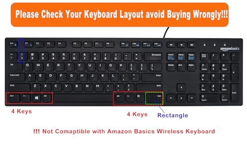 DAMMOMKO Keyboard Cover Skin Compatible with Amazon Basics Wired QWERTY Keyboard with Low-Profile Keys, US QWERTY Layout, Black