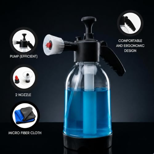 Image of 2 Litre Premium Foam Sprayer & Microfiber Cloth Durable Pump for Car Wash, Cleaning, Garden, DIY, Portable Foam Bottle