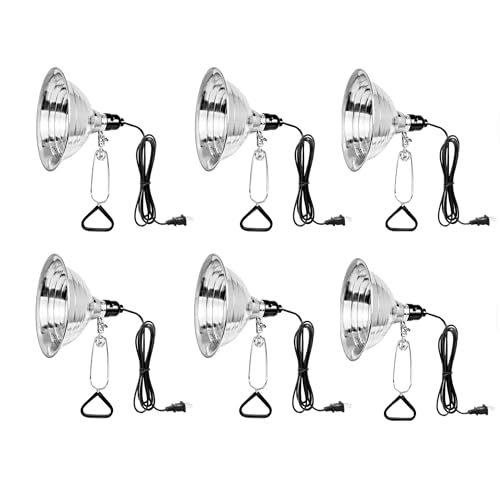 Simple Deluxe Clamp Lamp Light Socket with 8.5 Inch Aluminum Reflector, Suit for Max 150 Watt Lamp (No Bulb Included) with 18/2-Gauge 6 Feet Cord, 6-Pack