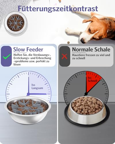 OQIMAX Anti Schling Napf Hund, Slow Feeder Hundenapf Einfügung, Langsame Fütterung mit Saugnapf für Hunde Katzen, Anti-Choke Kieselgel Hundenäpfe Einfügen, Entlastet die Verdauung, Überessen