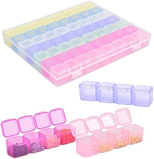 56 Grids Diamond Art Storage Box, Multicolor Nail Art Storage Boxes, Plastic Clear Storage Box for Diamond Beads Jewelry Necklace Rings Nail Art Accessories