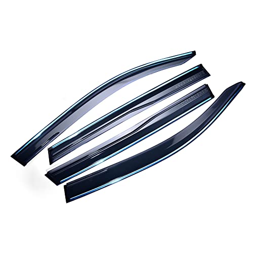 Image of Car Window Door Visor Rain Guard with Chrome Liner SPF Protected |Side Wind Deflector Compatible for Toyota Hyryder (Set of 4)