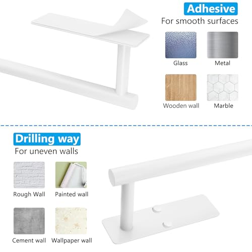 Image of White Paper Towel Holder, Self Adhesive Paper Towel Roll Holder Under Cabinet, Stainless Steel Wall Mount Towel Paper Holder for Kitchen, Bathroom, RV
